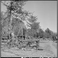 La rue principale du village de Ban Man Kong après une attaque au napalm.