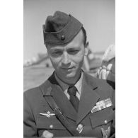 Portrait du capitaine Av.Gheorghe Iliescu, commandant de l'escadrille 52.