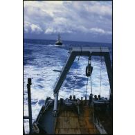 Le bâtiment amiral MV Greenpeace de l'ONG Greenpeace en pleine mer dans le Pacifique.