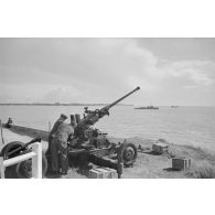 Un canon antiaérien Bofors de 40 mn capturé et positionné non loin du phare de la Coubre.