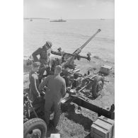 Un canon antiaérien Bofors de 40 mn capturé et positionné non loin du phare de la Coubre.