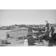 Un canon antiaérien Bofors de 40 mn capturé et positionné non loin du phare de la Coubre.