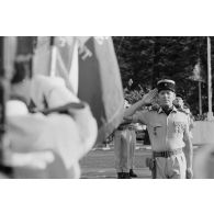 Cérémonie de prise de commandement du camp d'Arue. Portrait du lieutenant-colonel De Boisanger, officier supérieur adjoint du 57e bataillon de commandement et de soutien du Pacifique (57e BCSP).