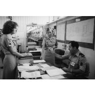 Le groupement de transmission terre (GTT) 815 à l'état-major du Taaone : bureau du centre de relais bande.