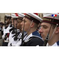 Prise d'armes à l'occasion de la nouvelle année 2024 à l'Hôtel national des Invalides.