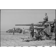 Mise en batterie ou déplacement d'une pièce de 8, 8 cm Flak.