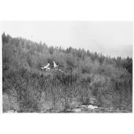 Débris de l'avion de transport Potez 662 qui s'est écrasé le 12 novembre 1941 dans le massif de l'Aigoual près de la commune du Vigan et à bord duquel se trouvait le général d'armée Charles Huntziger, ministre de la Guerre.