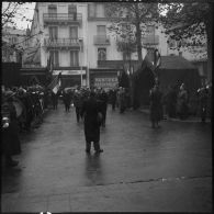 Arrivée du maréchal Pétain et de l'amiral Darlan aux obsèques du général Huntziger à Vichy.