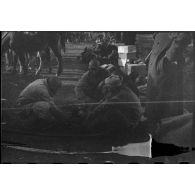 Bivouac d'une unité de spahis marocains dans le secteur de Fribourg-en-Brisgau.