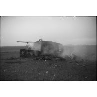 Epave d'un chasseur de chars Sd.Kfz. 164 (ou Nashorn) dans le secteur de Balgau.