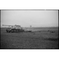 Epave d'un chasseur de chars Sd.Kfz. 164 (ou Nashorn) dans le secteur de Balgau.