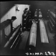 Une des alvéoles du magasin de munitions souterrain dit souterrain du Roule à Cherbourg, dans lequel sont entreposées des torpilles.