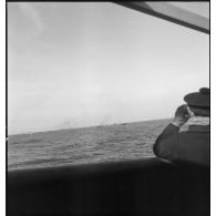 Un convoi marchand vu depuis le pétrolier Bourgogne.