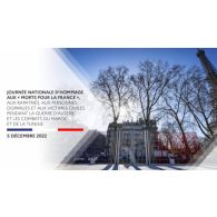 Journée nationale d'hommage aux morts pour la France, aux rapatriés, aux personnes disparues et aux victimes civiles pendant la guerre d'Algérie et les combats du Maroc et de la Tunisie.