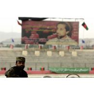 Vue du stade de Kaboul à la veille de la fête de l'indépendance.