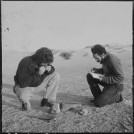 Recherche archéologie pétrolifère dans le désert algérien.