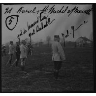 5 / 21 avril [1915]. S[ain]t Michel sur Meurthe. G[énér]al de Maud'huy, g[énér]al Dubail, g[énér]al J[offre]. [légende d'origine]