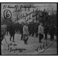 6 / 21 avril [1915]. Gerardmer. G[énér]al de Pouydraguin, g[énér]al de Maud'huy, g[énér]al Dubail, g[énér]al J[offre].  T.S.V.P. [légende d'origine]