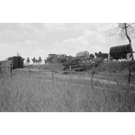 Les véhicules hippomobiles allemands de la 137. infanterie division progressent .