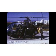 Hélicoptère Alouette II de la Gendarmerie de montagne près de Briançon.