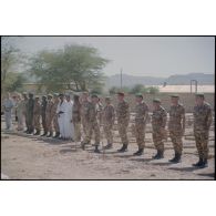 Cérémonie du 11 novembre 1993 au cimetière militaire français d'Atar. [légende d'origine]<br>