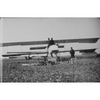 [Personnels de l'aviation militaire posant à côté de leurs avions Voisin, s.d.]