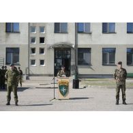 Discours du lieutenant-colonel Wolf Rudiger Otto lors d'une cérémonie à Rukla, en Lituanie.