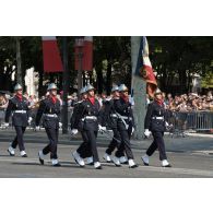 Défilé des sapeurs-pompiers de la BSPP (Brigade de sapeurs-pompiers de Paris) sur les Champs-Elysées lors du 14 juillet 2018 à Paris.