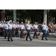 Défilé des sapeurs-pompiers de la BSPP (Brigade de sapeurs-pompiers de Paris) sur les Champs-Elysées lors du 14 juillet 2018 à Paris.