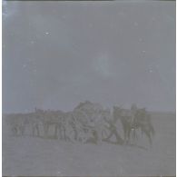[Mission d'observation du chef de bataillon Albert d'Amade pendant la guerre du Transvaal : un convoi militaire sur des chariots].