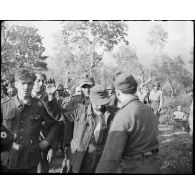 Des fantassins allemands, appartenant probablement à la 71. Infanterie-Division (division d'infanterie) et faits prisonniers lors de la prise de Castelforte par la 3e DIA (division d'infanterie algérienne), sont fouillés.