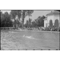 A Belgrade, un public nombreux est venu assister à des épreuves de natation (Schwimmfest).