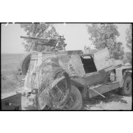 La carcasse d'un scout car Marmon-Herrington MK II, équipé d'un canon antichar de 47 mm, issu du 5th Reconnaissance regiment britannique (Reconnaissance corps).