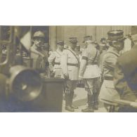 14 ou 18 juillet 1919, Wiesbaden. De gauche à droite : g[énér]al Pierret, g[énér]al Lacapelle, g[énér]al Boêle, g[énér]al Mordacq. [légende d'origine]