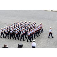 Défilé à pied de la brigade des sapeurs-pompiers de Paris (BSPP) depuis la place de la Concorde lors de la cérémonie du 14 juillet 2020.