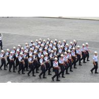 Défilé à pied de la brigade des sapeurs-pompiers de Paris (BSPP) lors de la cérémonie du 14 juillet 2020 sur la place de la Concorde.