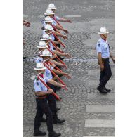 Défilé à pied de la brigade des sapeurs-pompiers de Paris (BSPP) lors de la cérémonie du 14 juillet 2020 sur la place de la Concorde.