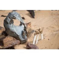 Ossements humains découverts parmi les épaves de véhicules sur une zone minée au Niger.