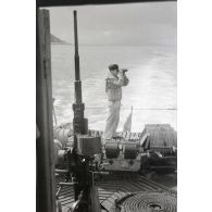 Peu après l'opération Taifun, sur le pont d'un Raumboot de la Kriegsmarine, en direction de Samos.