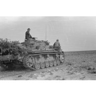 Des chars Pz-III (Pz-III Ausf-L) manoeuvrent dans une vaste plaine.
