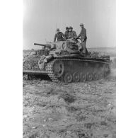 Des chars Pz-III (Pz-III Ausf-H) manoeuvrent dans une vaste plaine.