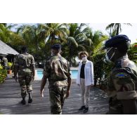 Rassemblement de jeunes soldats du régiment du service militaire adapté (RSMA) pour l'accueil de la ministre des Armées Florence Parly à Cayenne, en Guyane française.
