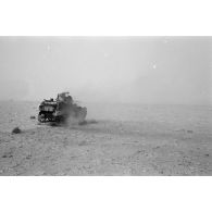 Un char britannique M3 Stuart détruit.