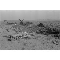 Débris d'un avion britannique Spitfire abattu.
