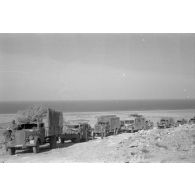 Une colonne de véhicules germano-italiens se dirige vers le col d'Halfaya.
