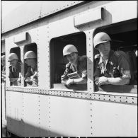 L'arrivée du détachement norvégien de l'ONU en gare de Port-Saïd.