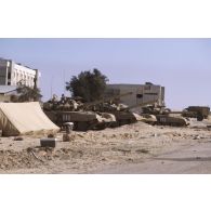 Des chars de combat T-72 koweitiens sont alignés dans le désert.