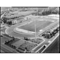 Saint-Denis (93). Vue oblique du nouveau stade (gros plan).