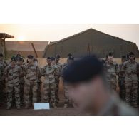 Rassemblement des sapeurs de marine du 6e régiment du génie (RG) pour une cérémonie à Gao, au Mali.