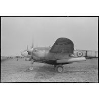 Avion Lightning P-38 prêt à l'envol sur le camp français.